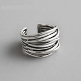 Plateado Ajustable Threads Anillo