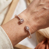 Two Piedra Dorado Abierto Brazalete