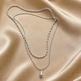 Dorado Blanco Doble Teardrop Colgante Collar