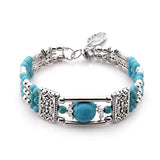 Vintage Plateado Turquesa Piedra Pulsera
