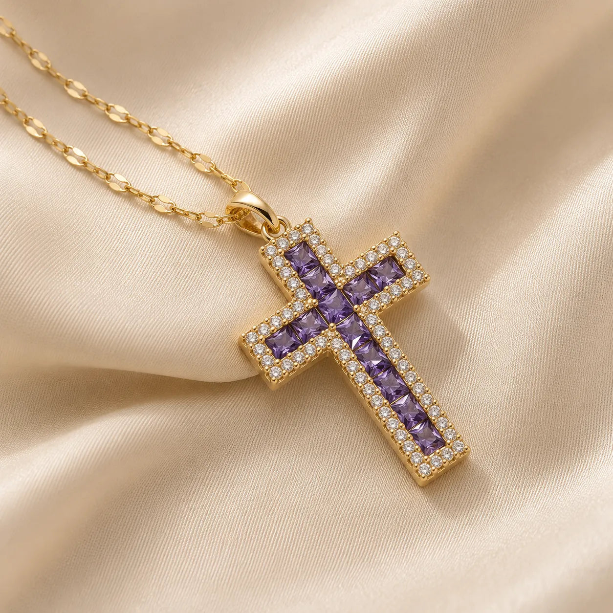 Minimalista Cruz Colgante Collar