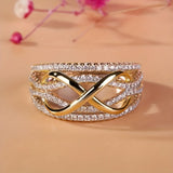 Dorado Blanco Inlaid Circonitas Infinito Anillo