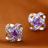 Spiral Floral Cristal Clover Pendientes