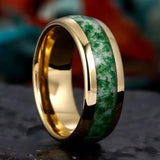 Deep Green Dorado Inlay Anillo