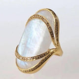 Vintage White Ópalo Golden Anillo