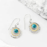 Boho Saturn Pendientes Turquesa y Dorado