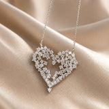 Dorado Blanco Corazón Colgante Circonitas Collar