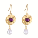 Perla Pendientes con Purple Circonitas