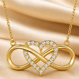 Dorado Blanco Infinito Corazón Colgante Collar