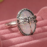 Radiante Ópalo Dragonfly Anillo