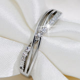 Dorado Blanco Circonitas Commuter Anillo