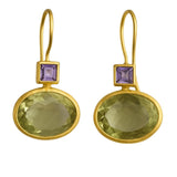 Pendientes Cristal Verde y Dorado