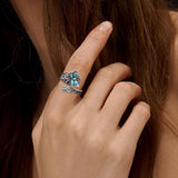 Ajustable Plateado Turquesa Dragonfly Anillo