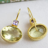 Pendientes Cristal Verde y Dorado