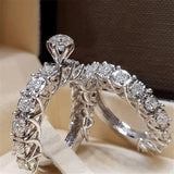 Floral Halo Cristales Set de Anillos