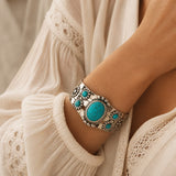 Oval Turquesa Abierto Pulsera