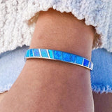 Blue y Plateado Ópalo Pulsera