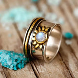 Vintage White Piedra Sun Anillo