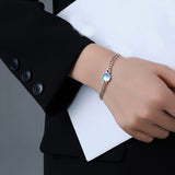 Custom Plateado Piedra Luna Pulsera