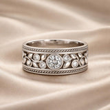 Elegante Dorado Blanco Circonitas Anillo