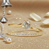 Dorado Blanco Inlaid Circonitas Glow Anillo