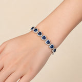 Zafiro Corazón Plateado Pulsera