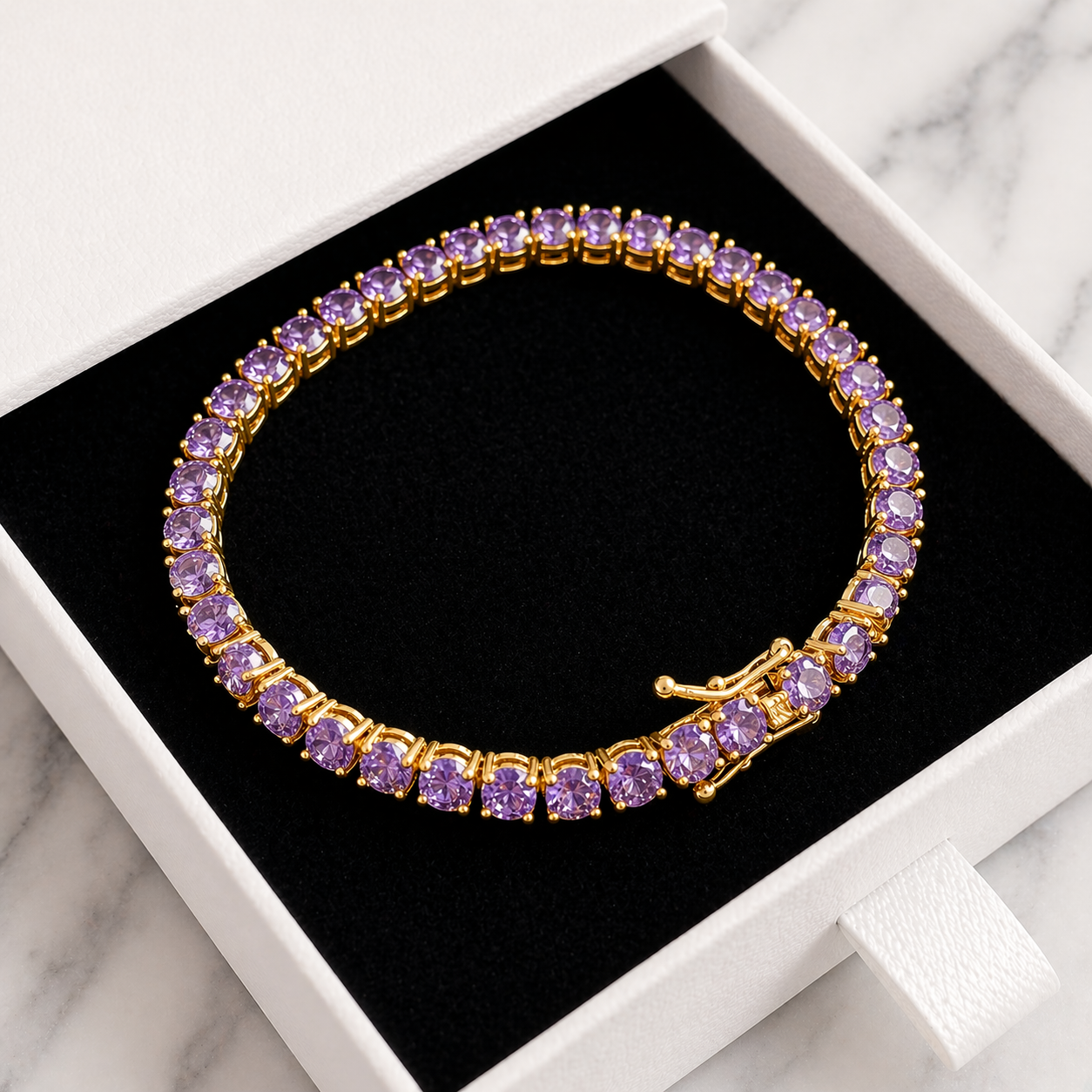 Amatista Cristal Tennis Pulsera