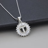Dorado Blanco Initial Letter Circonitas Collar