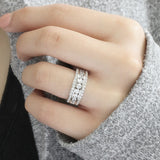 Elegante Plateado Piedra Anillo