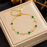 Elegante Esmeralda Square Station Pulsera