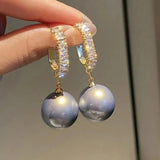 Elegante Perla y Circonitas Pendientes