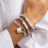 Dorado Blanco de Cuentas Punk Lock Set de Pulseras