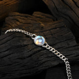 Custom Plateado Piedra Luna Pulsera