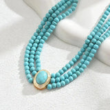Elegante Vintage Turquesa de Cuentas Collar