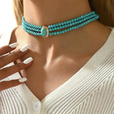 Elegante Vintage Turquesa de Cuentas Collar