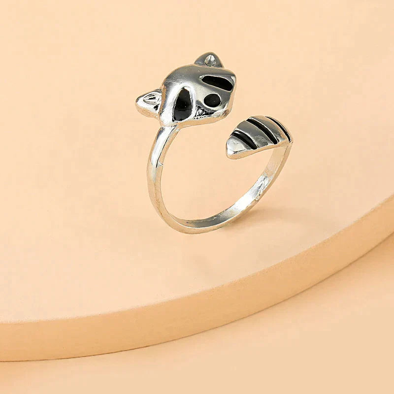 Anillo Ajustable de Mapache en Plata 925