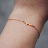Minimalista Cruz Cadena Pulsera
