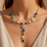 Boho Geometric Piedra Charm Collar