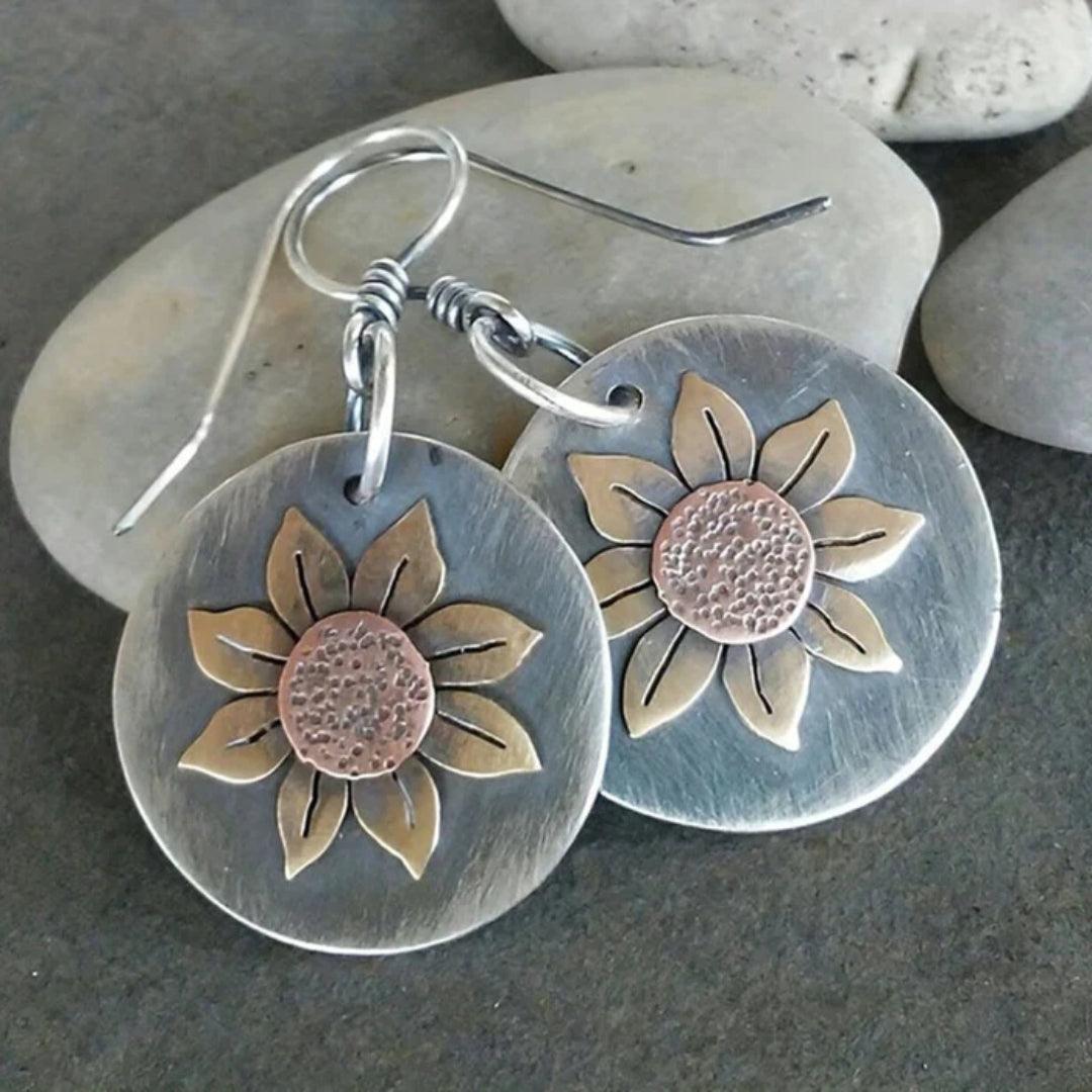 Pendientes Girasol Vintage Redondos