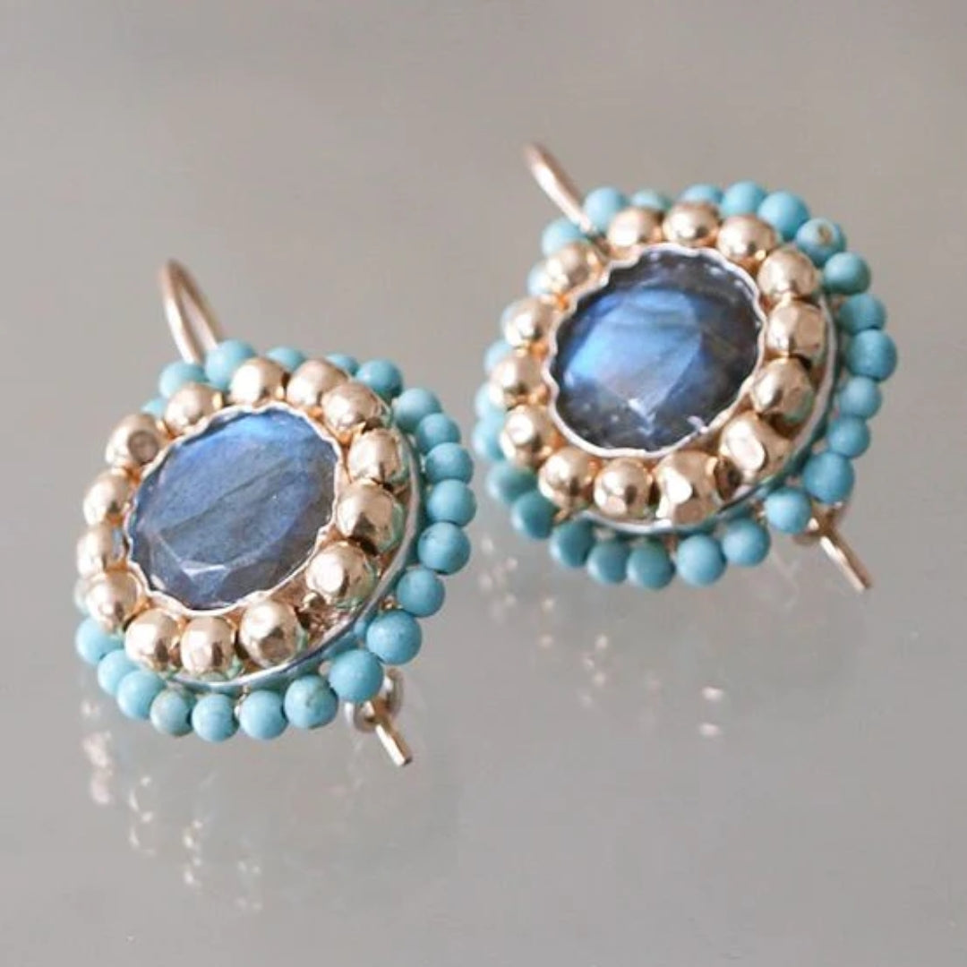 Pendientes Vintage Piedras Azules