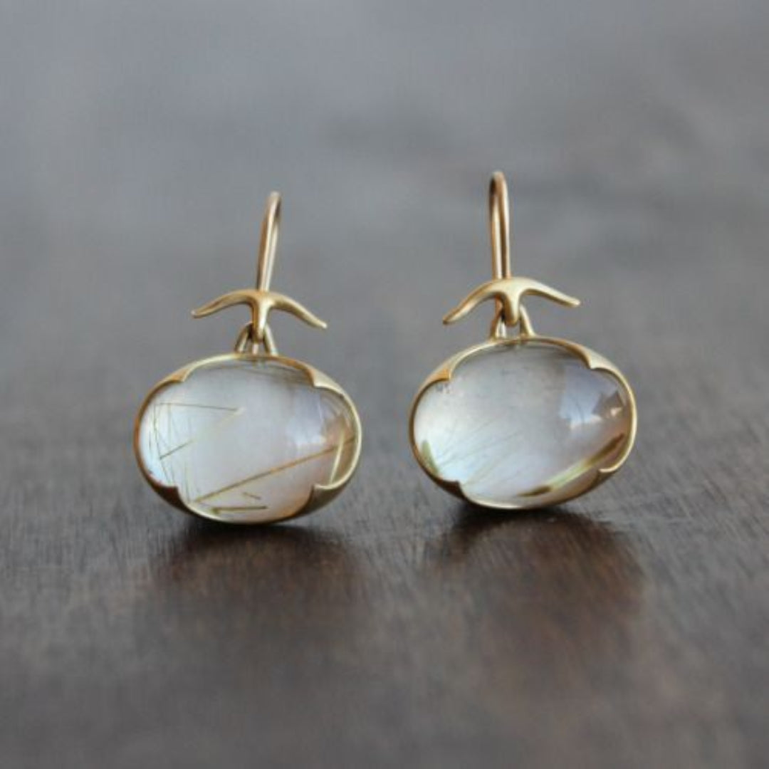 Pendientes Cristal de Luna Vintage en Oro