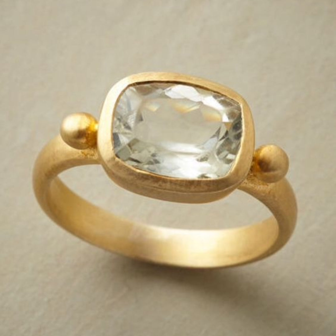 Anillo Cristal en Oro Vintage