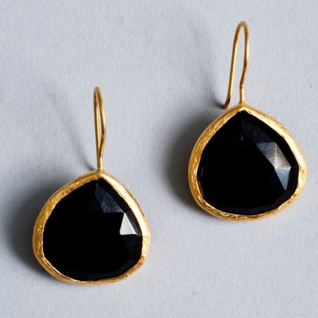 Pendientes Piedra Negra Vintage en Oro