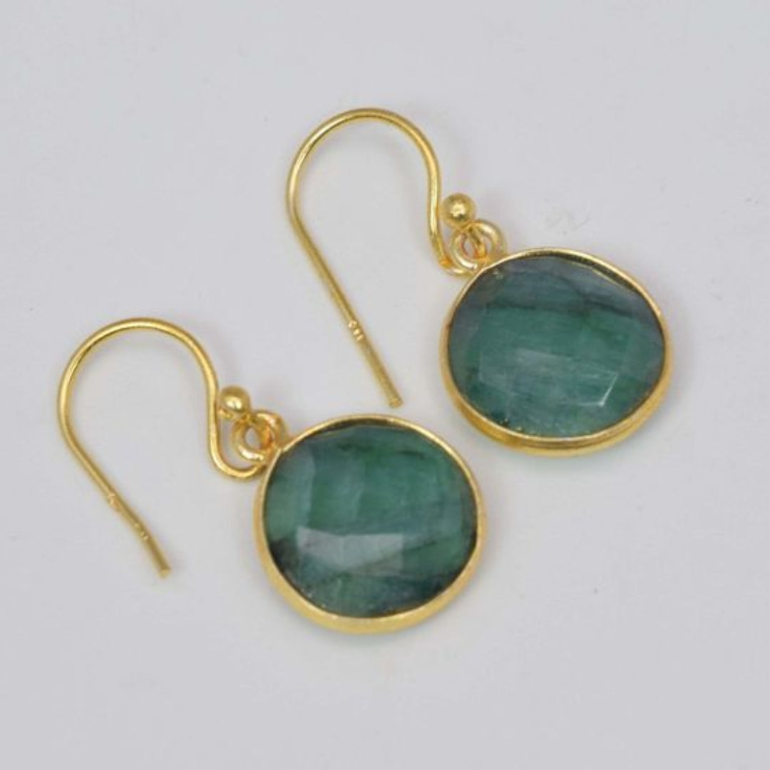 Pendientes Cristal Verde en Oro Vintage