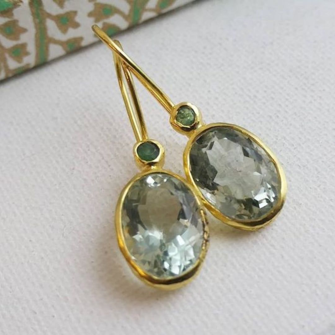 Pendientes Cristal de Olivo en Oro