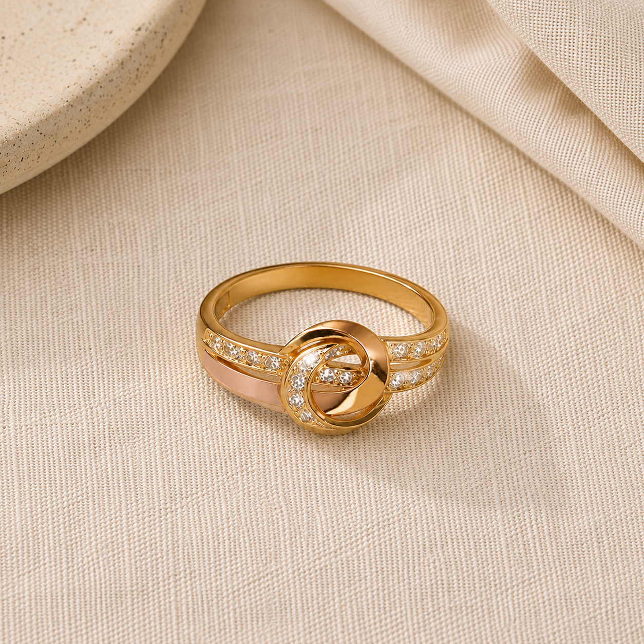 Golden Infinito Cristal Anillo