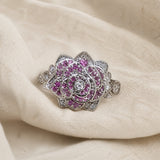 Floral Majesty Plateado Anillo