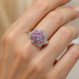 Floral Majesty Plateado Anillo