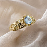 Golden Hoja Circonitas Anillo