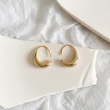 Oval Aro Dorado y Plateado Pendientes